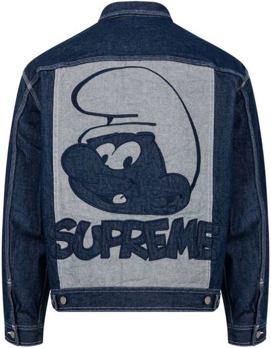 Supreme x Smurfs denim truckerjack Blauw