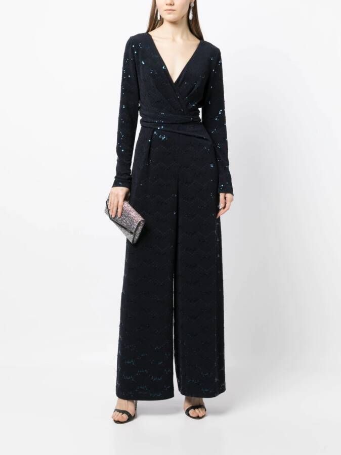 Talbot Runhof Jumpsuit verfraaid met pailletten Blauw