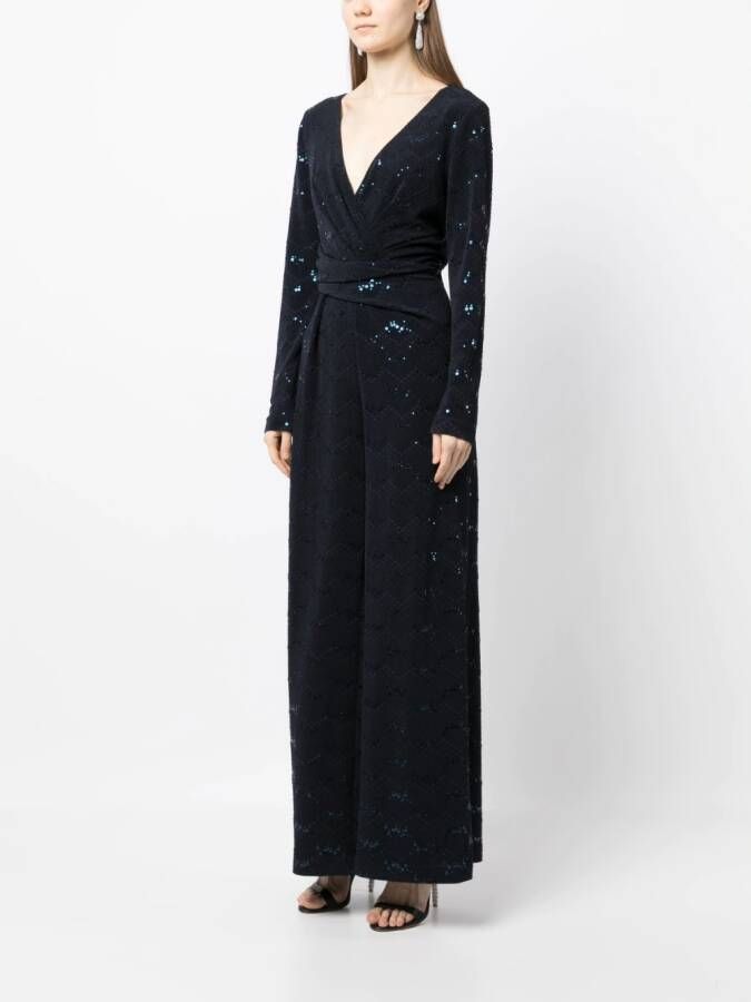 Talbot Runhof Jumpsuit verfraaid met pailletten Blauw