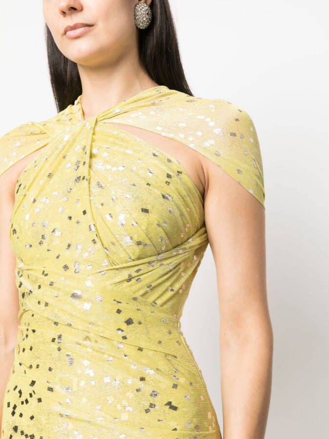 Talbot Runhof Jurk met print Geel