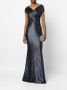 Talbot Runhof Metallic avondjurk Blauw - Thumbnail 2