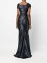 Talbot Runhof Metallic avondjurk Blauw - Thumbnail 4