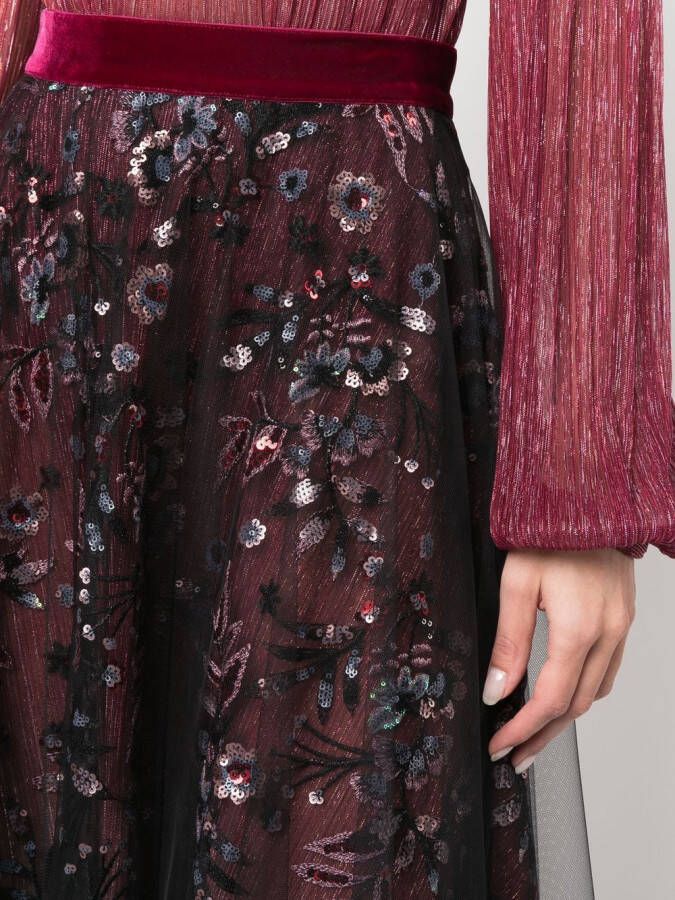 Talbot Runhof Midi-rok met pailletten Rood