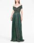 Talbot Runhof Off-shoulder avondjurk Groen - Thumbnail 2