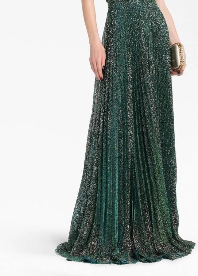 Talbot Runhof Off-shoulder avondjurk Groen