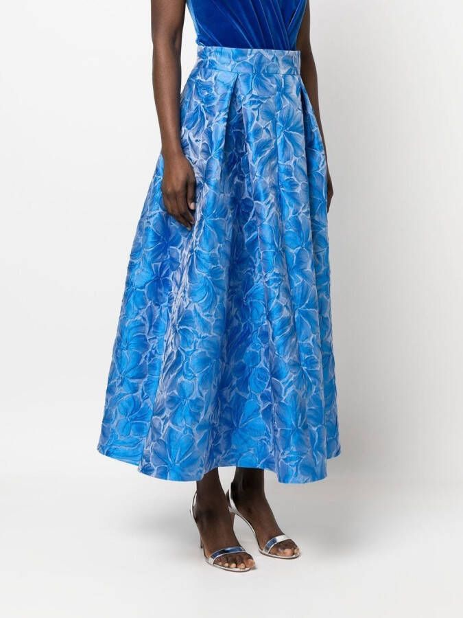 Talbot Runhof Rok met bloemenprint Blauw