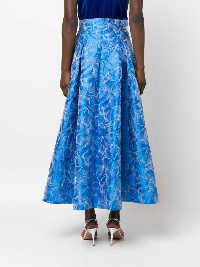 Talbot Runhof Rok met bloemenprint Blauw