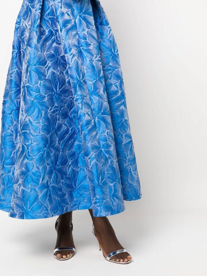 Talbot Runhof Rok met bloemenprint Blauw