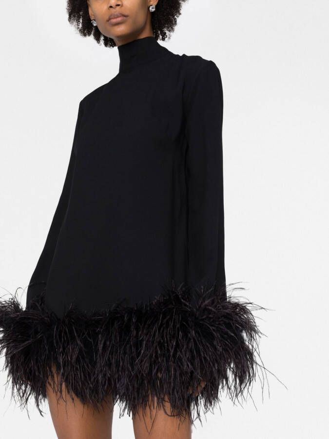 Taller Marmo Mini-jurk met veren afwerking Zwart