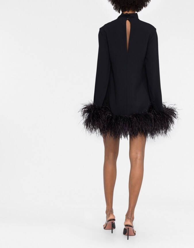 Taller Marmo Mini-jurk met veren afwerking Zwart