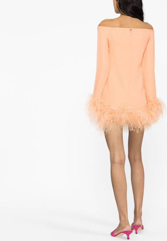 Taller Marmo Mini-jurk met veren afwerking Oranje