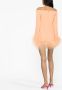 Taller Marmo Mini-jurk met veren afwerking Oranje - Thumbnail 4
