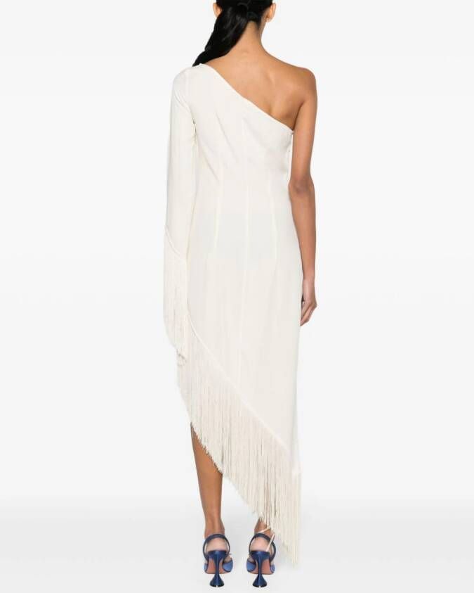 Taller Marmo Midi-jurk met franje Wit