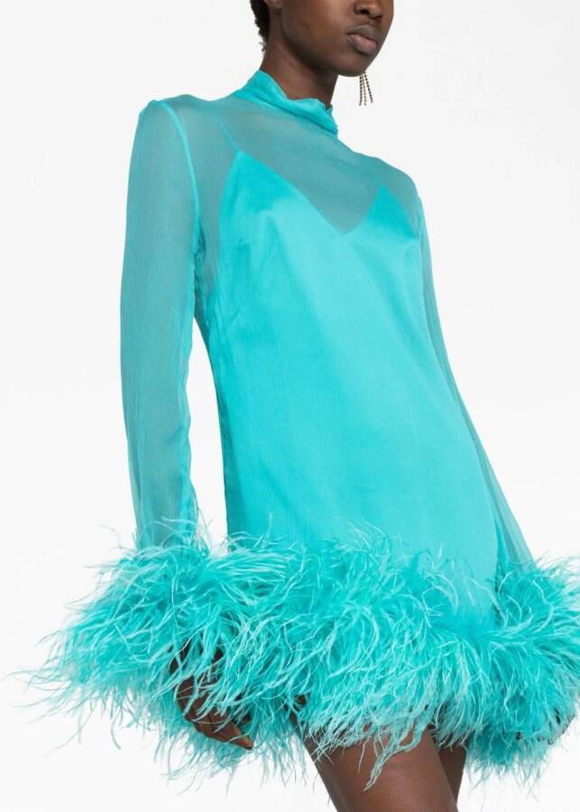 Taller Marmo Mini-jurk met veren afwerking Blauw