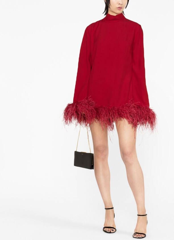 Taller Marmo Mini-jurk met veren afwerking Rood
