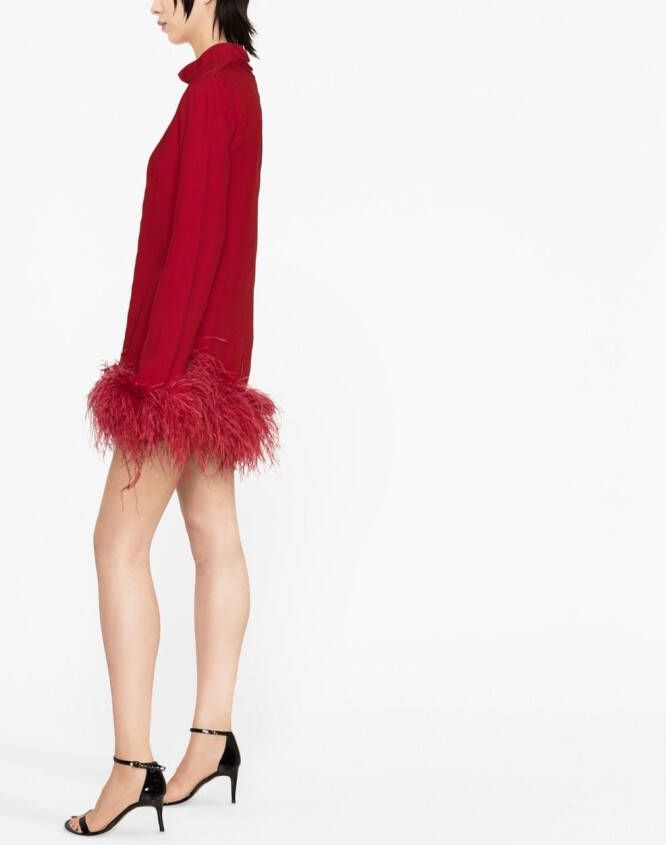 Taller Marmo Mini-jurk met veren afwerking Rood