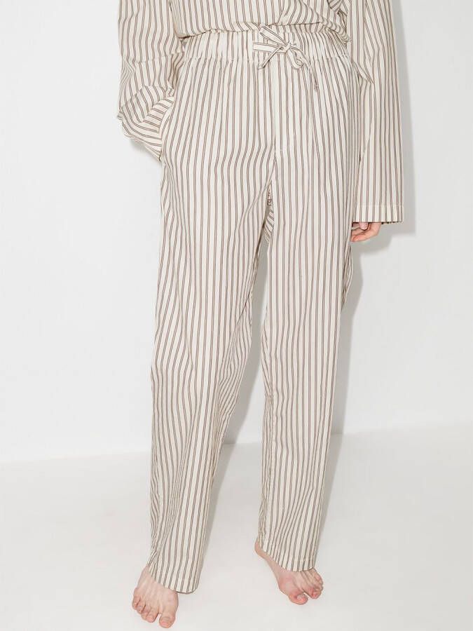 TEKLA Gestreepte pyjamabroek Wit