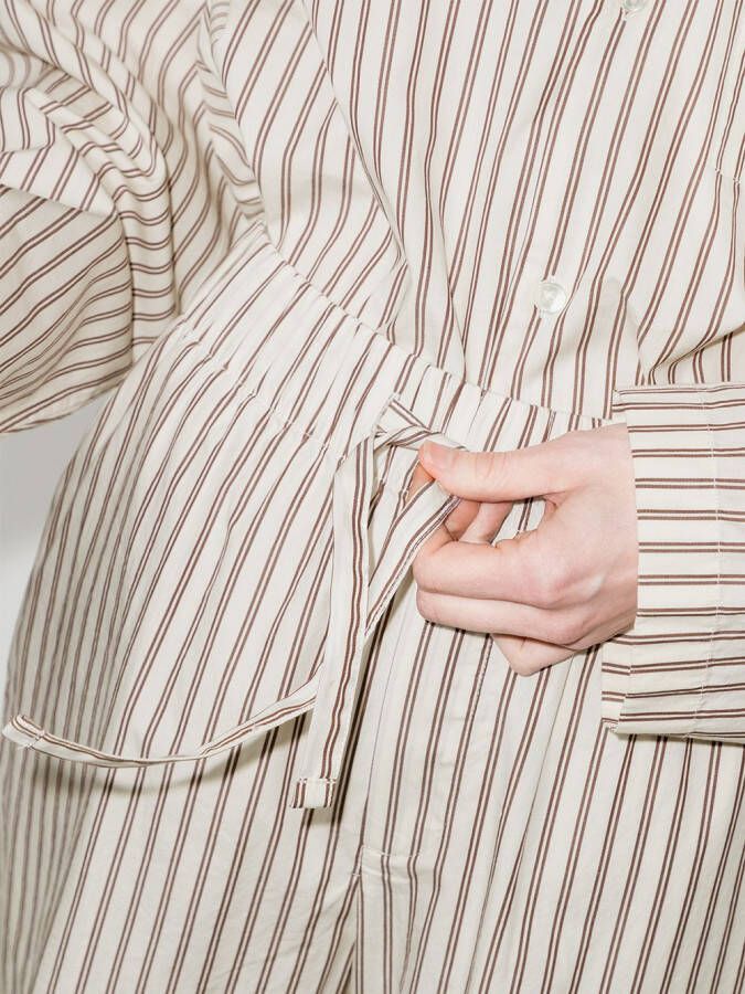 TEKLA Gestreepte pyjamabroek Wit