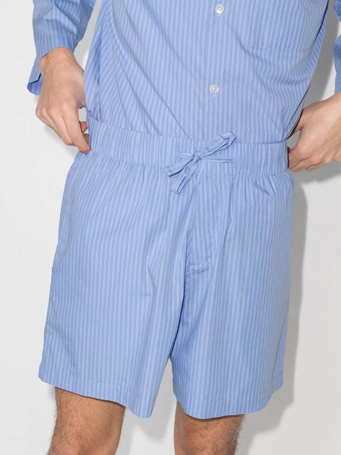 TEKLA Pyjamashorts met krijtstreep Blauw
