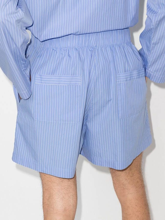 TEKLA Pyjamashorts met krijtstreep Blauw