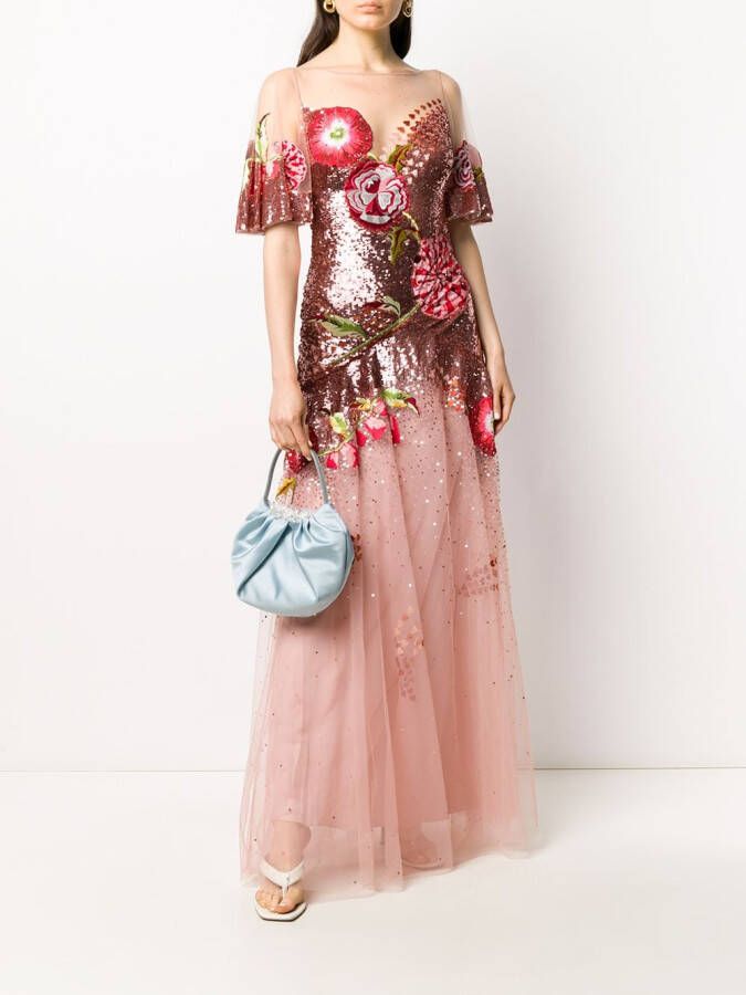Temperley London Avondjurk van tule Roze