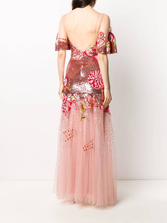 Temperley London Avondjurk van tule Roze