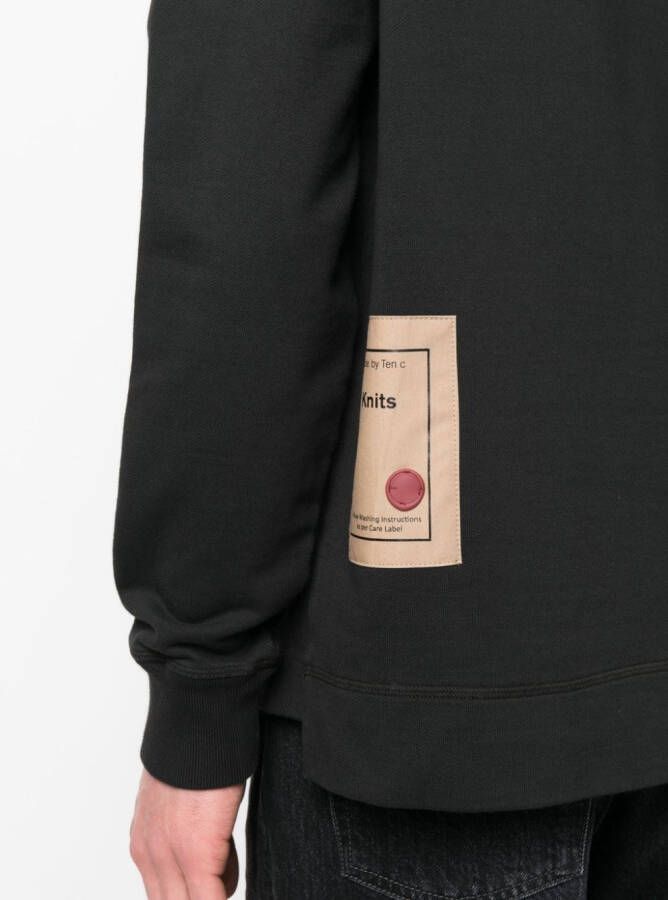 Ten C Sweater met logopatch Zwart