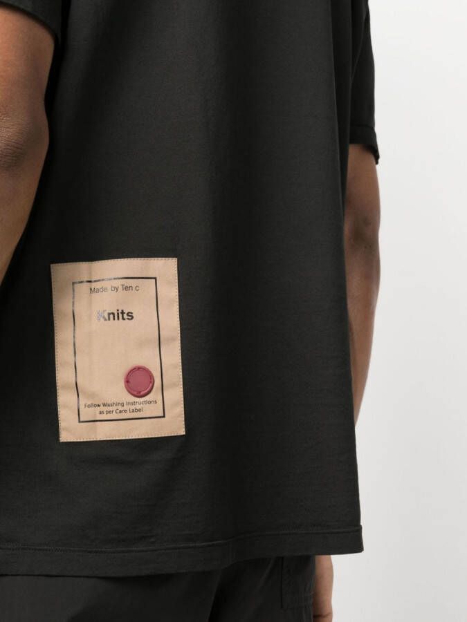 Ten C T-shirt met logopatch Zwart