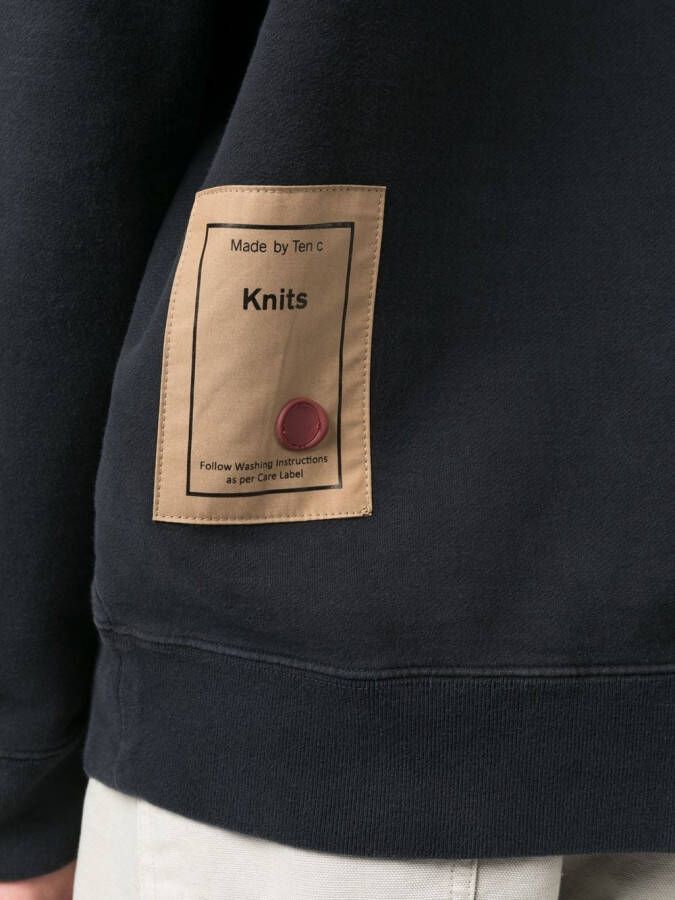 Ten C Sweater met logopatch Zwart
