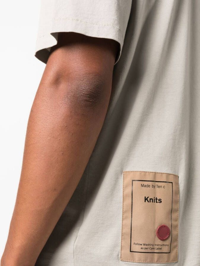 Ten C T-shirt met logopatch Beige