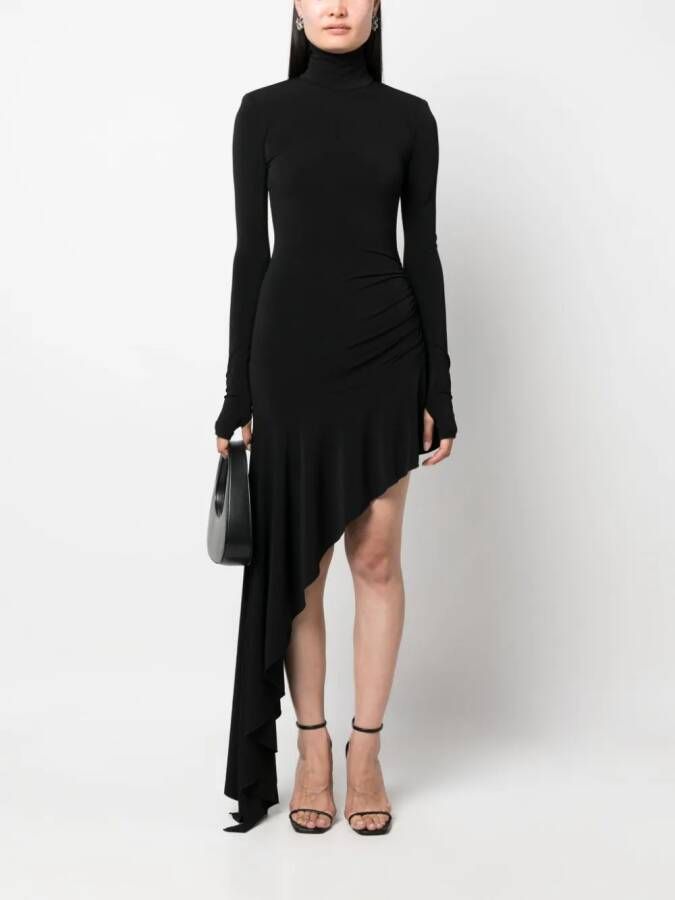 THE ANDAMANE Asymmetrische maxi-jurk Zwart