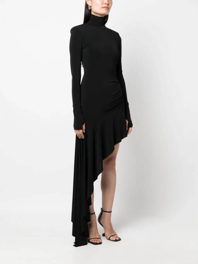 THE ANDAMANE Asymmetrische maxi-jurk Zwart