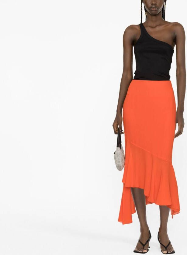 THE ANDAMANE Asymmetrische midi-rok Oranje