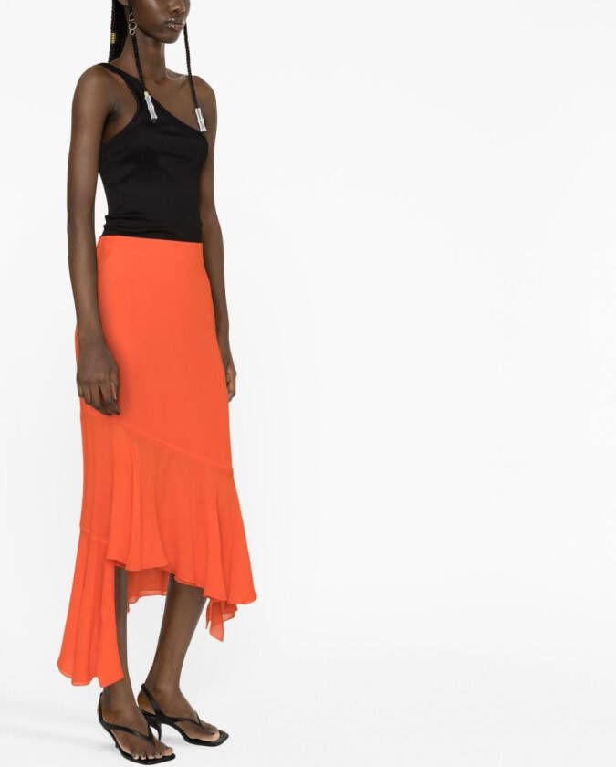 THE ANDAMANE Asymmetrische midi-rok Oranje