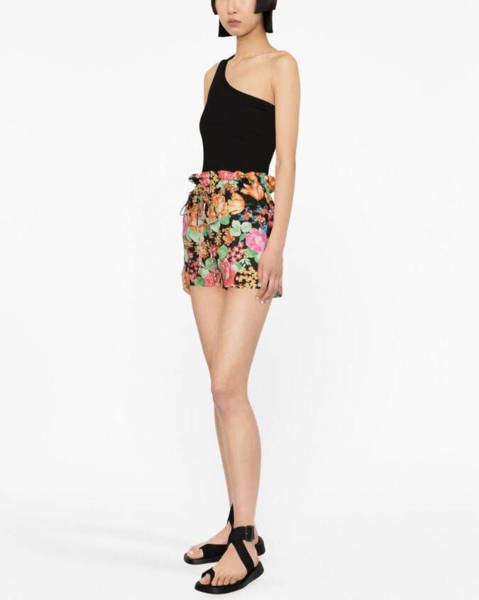 THE ANDAMANE Shorts met bloemenprint Zwart