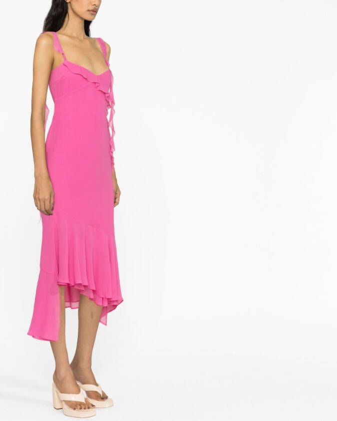 THE ANDAMANE Midi-jurk met ruches Roze
