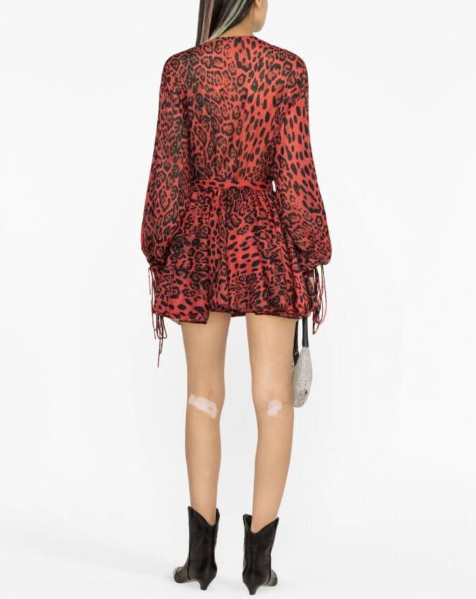 THE ANDAMANE Mini-jurk met luipaardprint Rood