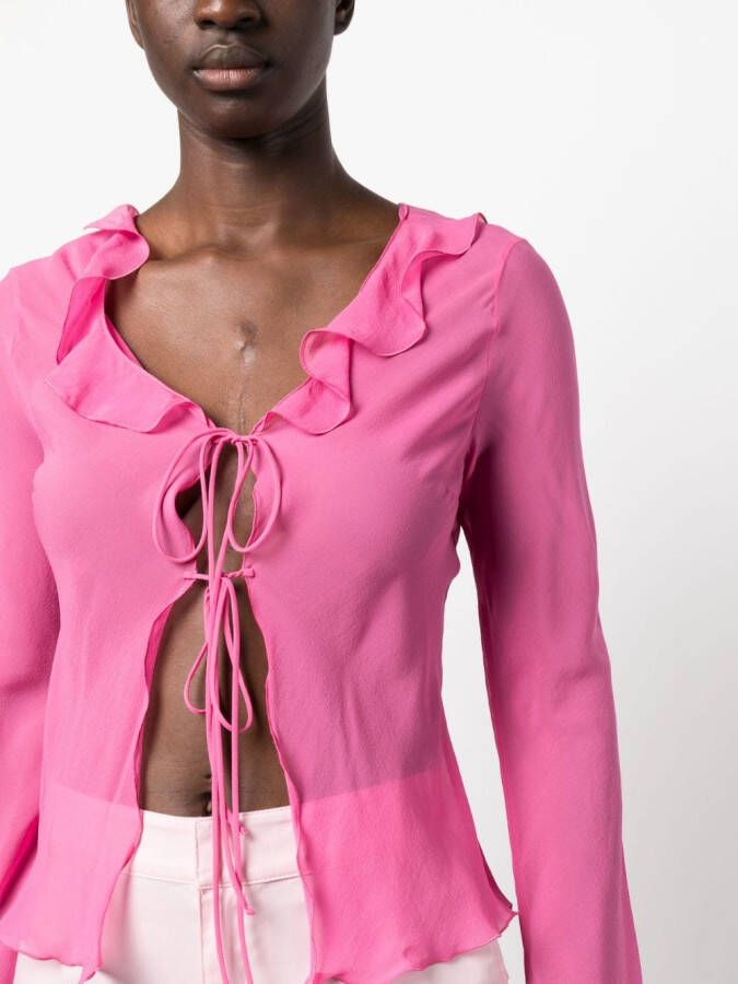 THE ANDAMANE Blouse met ruches Roze