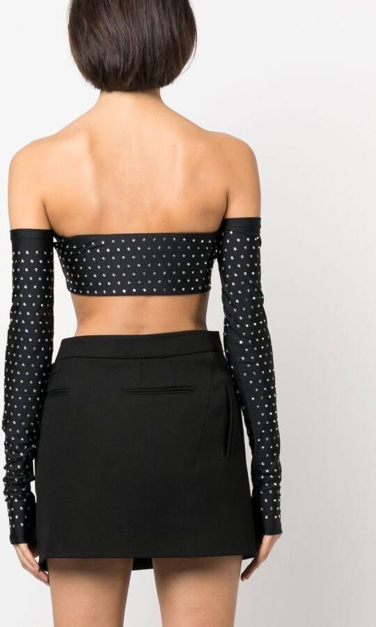 THE ANDAMANE Cropped top versierd met stras Zwart
