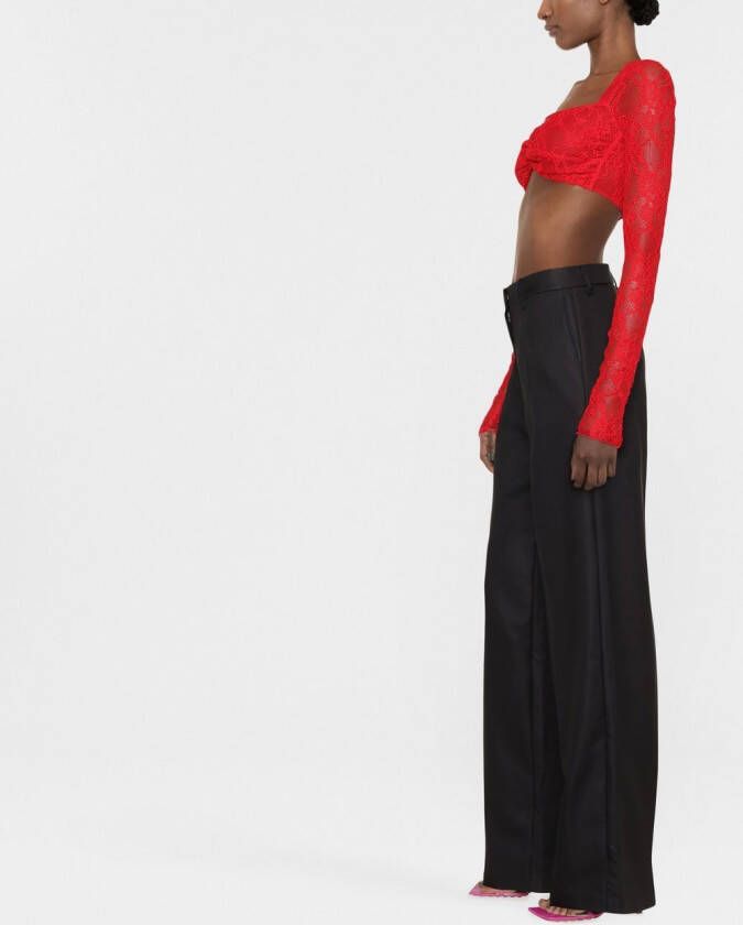 THE ANDAMANE Top met geborduurd kant Rood