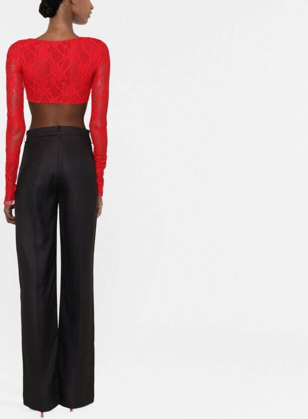 THE ANDAMANE Top met geborduurd kant Rood