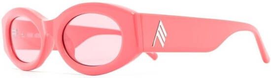 Linda Farrow x The Attico Berta zonnebril met rechthoekig montuur Roze