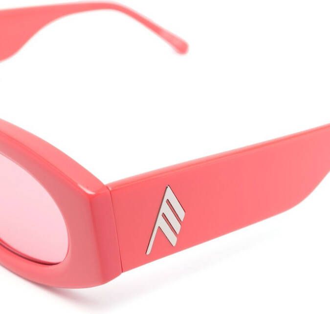 Linda Farrow x The Attico Berta zonnebril met rechthoekig montuur Roze