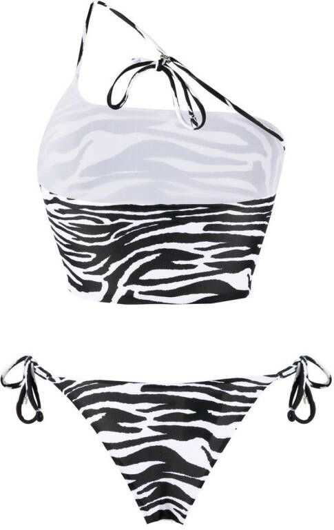 The Attico Bikini met zebraprint Zwart