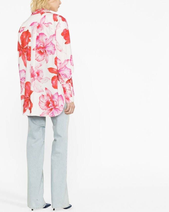 The Attico Diana shirt met bloemenprint Wit