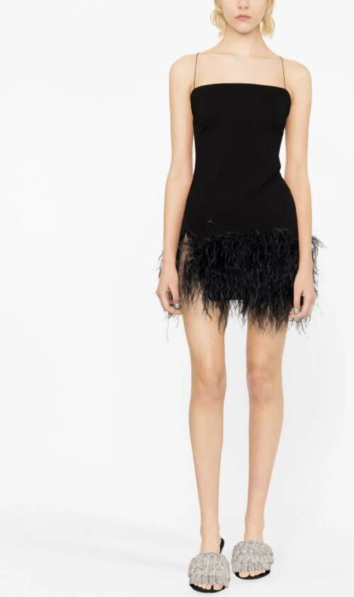 The Attico Mini-jurk met veren afwerking Zwart