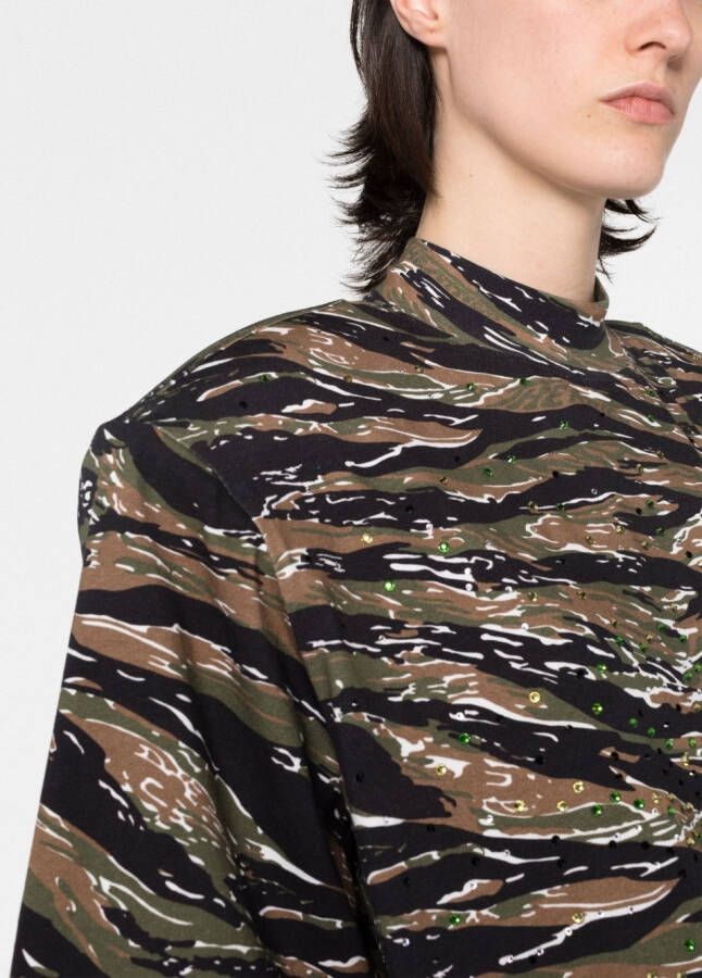 The Attico T-shirt met camouflageprint Groen