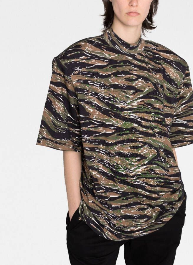 The Attico T-shirt met camouflageprint Groen