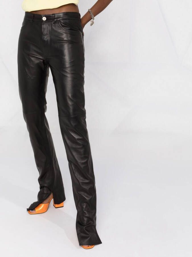 The Attico Leren broek Zwart
