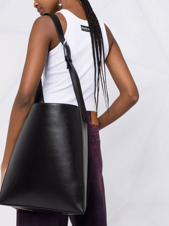 The Attico Leren shopper Zwart